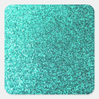 Turquoise faux glitter graphic square sticker