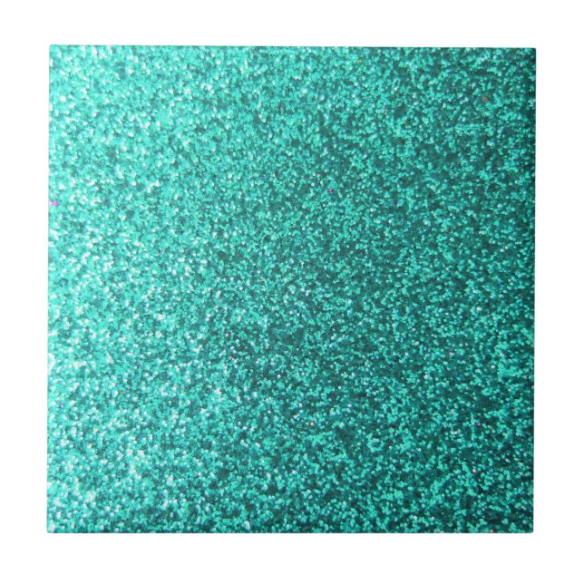 Turquoise faux glitter graphic tile (Front)