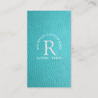 Turquoise faux leather encircled monogram