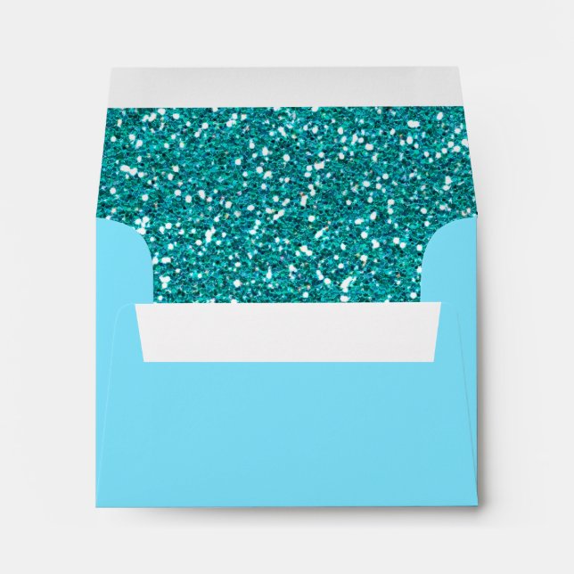 Turquoise Faux Sparkles Style Texture Print Envelope (Back (Bottom))