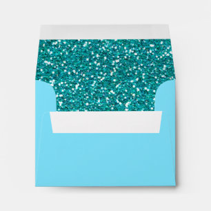 Turquoise Faux Sparkles Style Texture Print Envelope