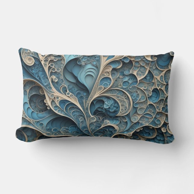 Turquoise Filigree Lumbar Cushion (Front)