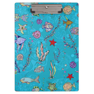 Turquoise Fish Pattern Clipboard