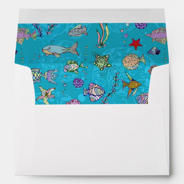 Turquoise Fish Pattern Envelopes (Back (Bottom))