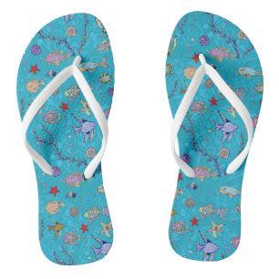 Turquoise Fish Pattern Jandals