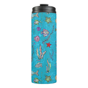 Turquoise Fish Pattern Thermal Tumbler