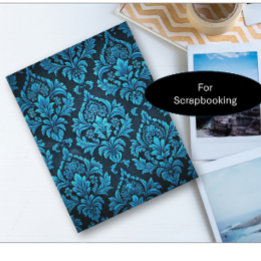 Turquoise Floral Brocade Paper Sheet