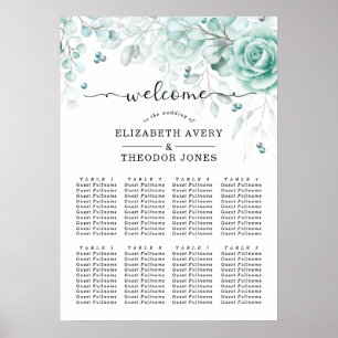 Turquoise Floral Elegant Wedding Poster