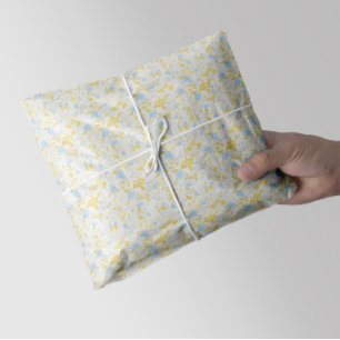 Turquoise Floral Flower Seamless Pattern Tissue Paper