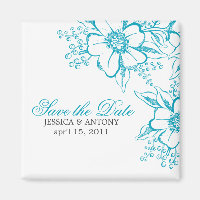 Turquoise Floral Letterpress Style Wedding