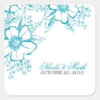 Turquoise Floral Letterpress Style Wedding