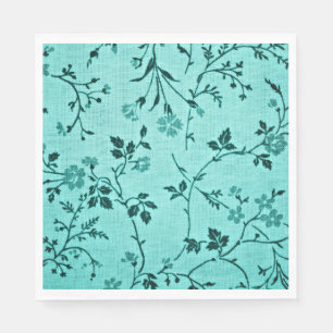 Turquoise floral pattern napkin