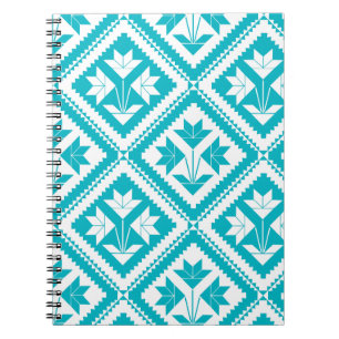 Turquoise Floral Quilt Spiral Notebook