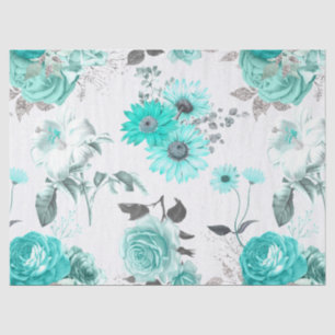 Turquoise Floral Series Design 11 Tissue Paper