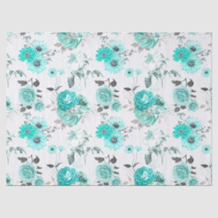 Turquoise Floral Series Design 9 Tissue Paper