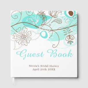 Turquoise Floral Twist Bridal Shower Guest Book