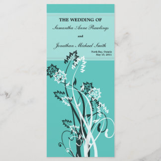 Turquoise Floral Wedding Program Programme