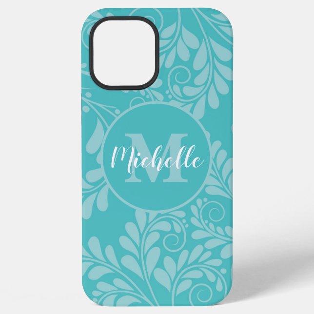 Turquoise Flourish Case with Initial & Name (Back)