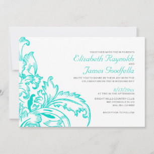Turquoise Flourish Wedding Invitations