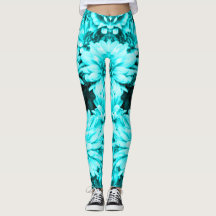Turquoise Flowers Leggings