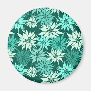 Turquoise Flowers Magnet