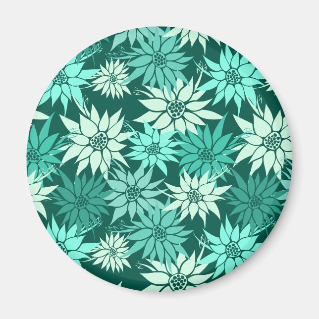 Turquoise Flowers Magnet (Front)
