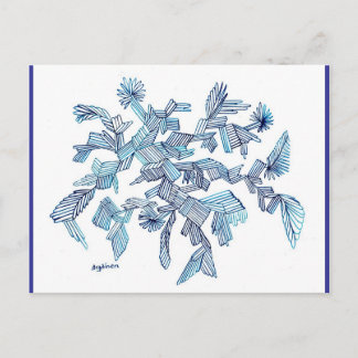 Turquoise Flying Crystal Abstract Postcard