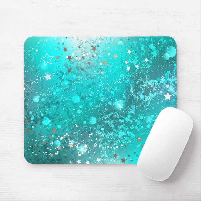 Turquoise Foil Background Mouse Pad (With Mouse)