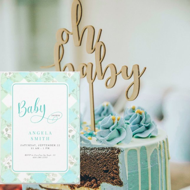 Turquoise Foliage Baby Shower Invitation (Creator Uploaded)
