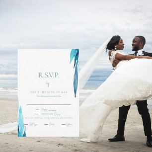 Turquoise Foliage Dinner RSVP Card