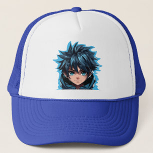 Turquoise Force: Anime-Style Manga Boy Trucker Hat