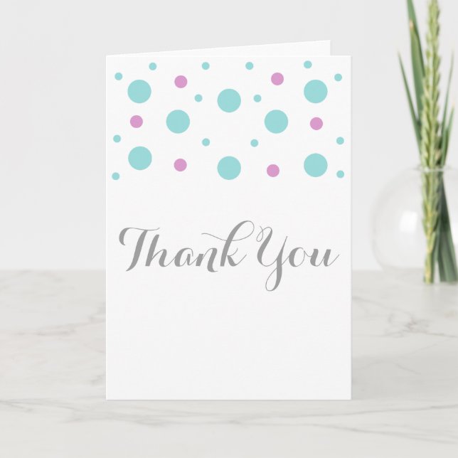 Turquoise Fuchsia Confetti Thank You Card (Front)