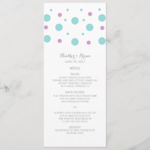 Turquoise Fuchsia Confetti Wedding Menu