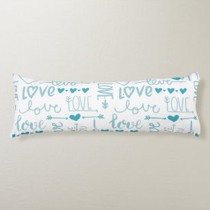 Turquoise Fun and Modern Love and Hearts Body Cushion