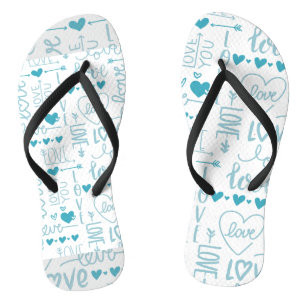Turquoise Fun and Modern Love and Hearts Jandals