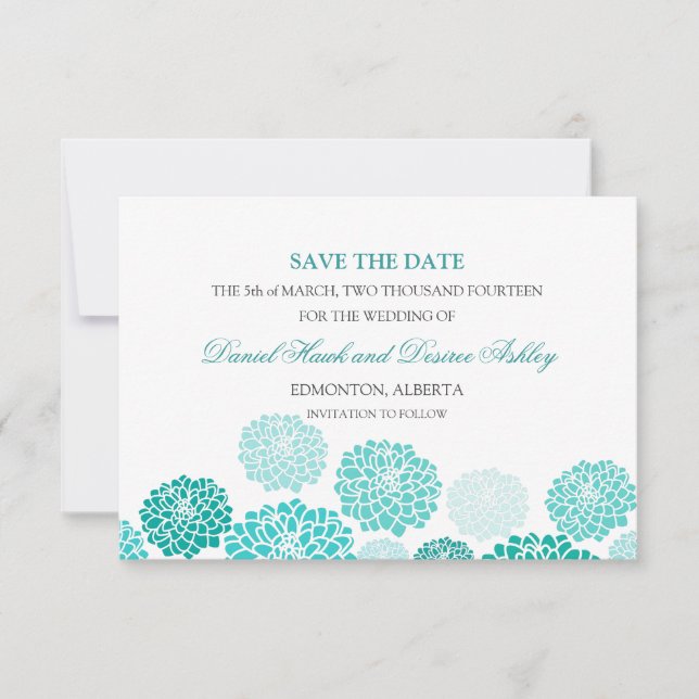 Turquoise Garden Wedding SAVE THE DATE (Front)