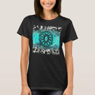 Turquoise Gemstone Cowhide Leopard Western Souther T-Shirt