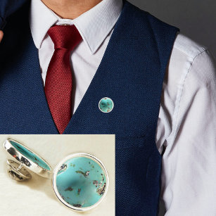 Turquoise Gemstone Image Round Lapel Pin