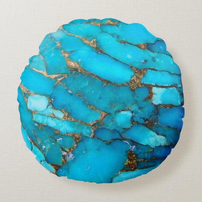 turquoise gemstone round cushion (Front)