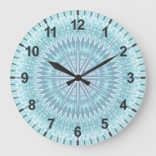 Turquoise Geometric Mandala Large Clock