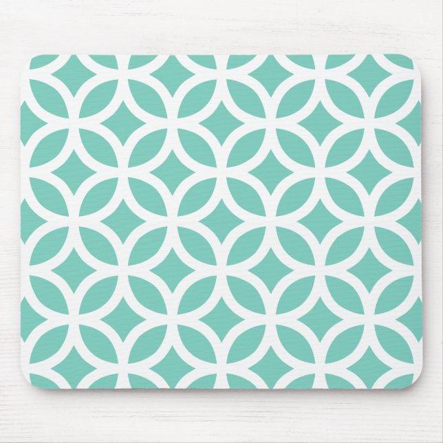 Turquoise Geometric Mouse Pad (Front)