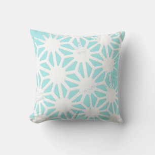 Turquoise geometric pattern cushion