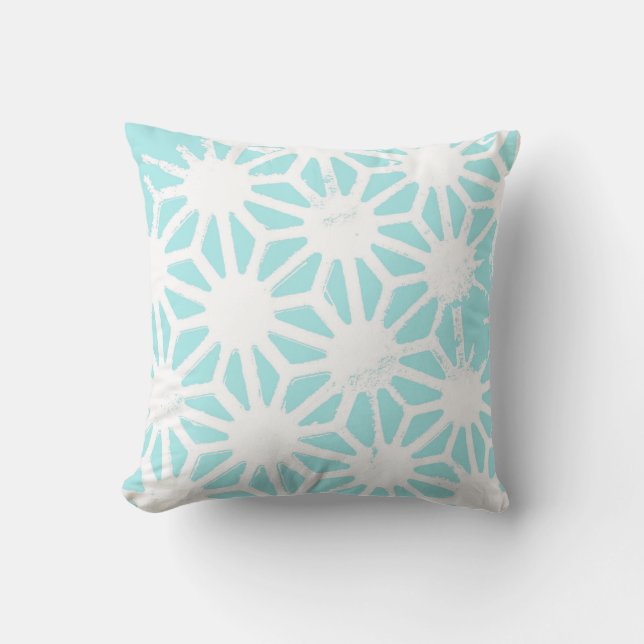 Turquoise geometric pattern cushion (Front)