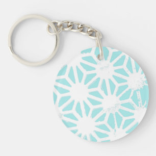 Turquoise geometric pattern key ring