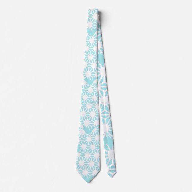 Turquoise geometric pattern tie (Front)