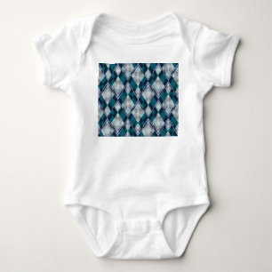 Turquoise Geometric Rhombic Seamless Pattern Baby Bodysuit