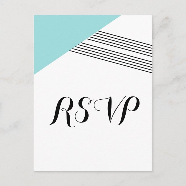 Turquoise Geometric Stripe Response Postcard (Front)