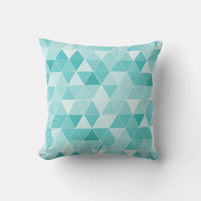 Turquoise geometric triangle pattern throw pillow (Front)