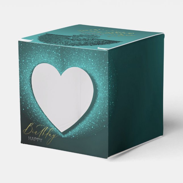 turquoise gift box decorated in compliance (Front Side)