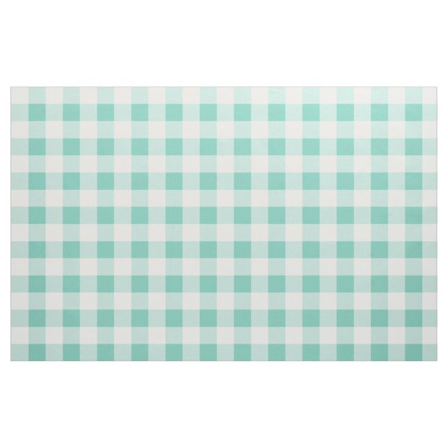 Turquoise Gingham Pattern Fabric (Yard)